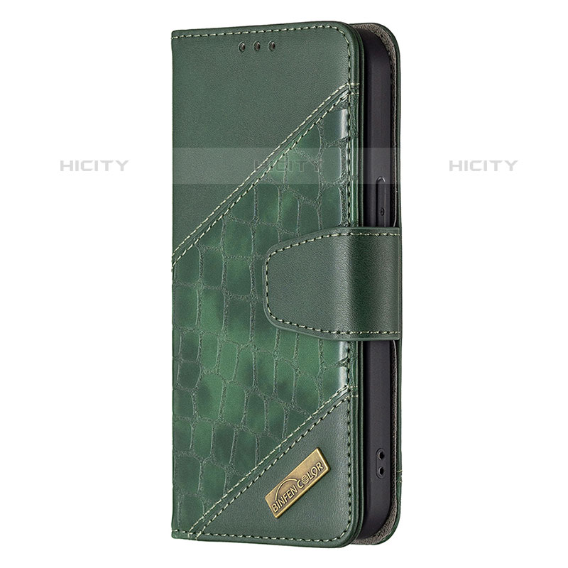 Funda de Cuero Cartera con Soporte Patron de Moda Carcasa L05 para Apple iPhone 15 Pro Verde