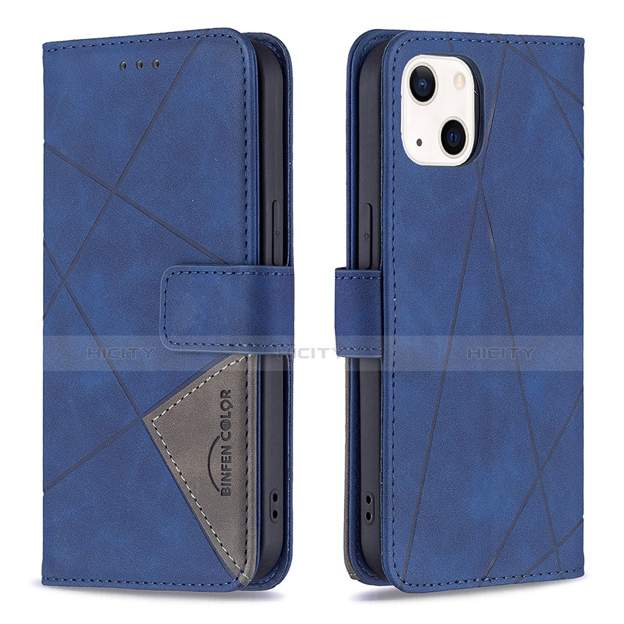 Funda de Cuero Cartera con Soporte Patron de Moda Carcasa L06 para Apple iPhone 13 Azul