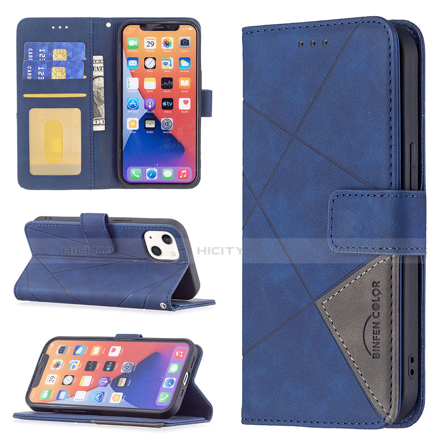 Funda de Cuero Cartera con Soporte Patron de Moda Carcasa L06 para Apple iPhone 13 Azul