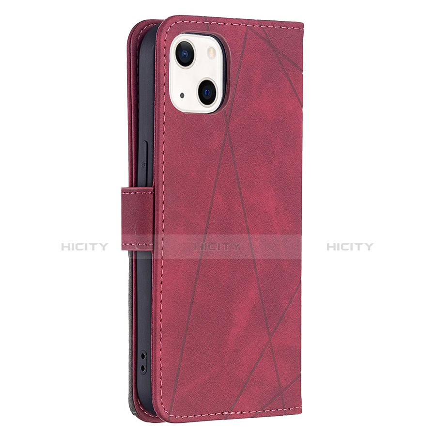 Funda de Cuero Cartera con Soporte Patron de Moda Carcasa L06 para Apple iPhone 13 Rojo