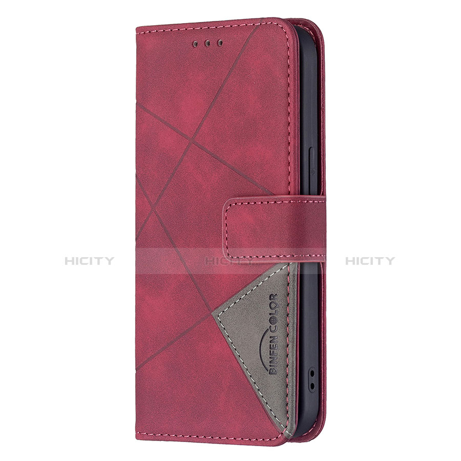 Funda de Cuero Cartera con Soporte Patron de Moda Carcasa L06 para Apple iPhone 13 Rojo