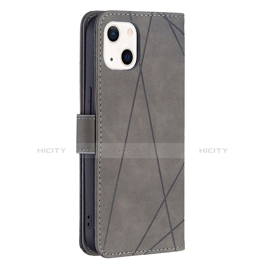 Funda de Cuero Cartera con Soporte Patron de Moda Carcasa L06 para Apple iPhone 14 Gris