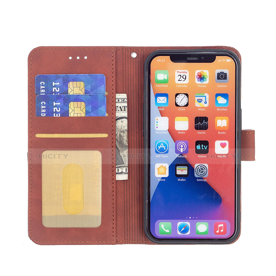 Funda de Cuero Cartera con Soporte Patron de Moda Carcasa L06 para Apple iPhone 14 Plus Marron