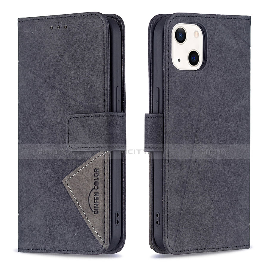 Funda de Cuero Cartera con Soporte Patron de Moda Carcasa L06 para Apple iPhone 14 Plus Negro