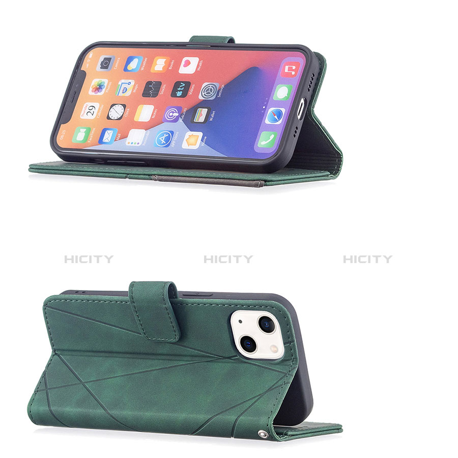 Funda de Cuero Cartera con Soporte Patron de Moda Carcasa L06 para Apple iPhone 14 Plus Verde