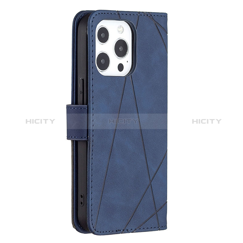 Funda de Cuero Cartera con Soporte Patron de Moda Carcasa L06 para Apple iPhone 14 Pro Azul