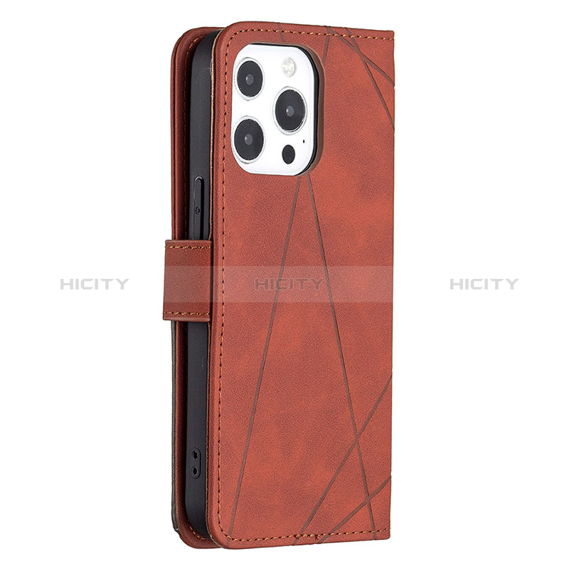 Funda de Cuero Cartera con Soporte Patron de Moda Carcasa L06 para Apple iPhone 14 Pro Marron