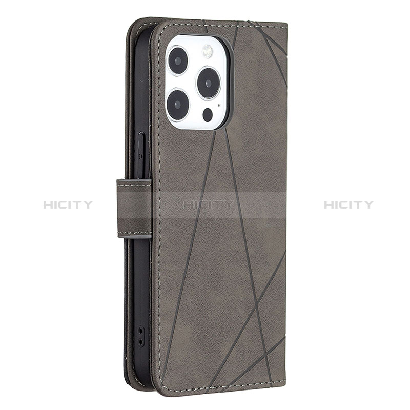 Funda de Cuero Cartera con Soporte Patron de Moda Carcasa L06 para Apple iPhone 14 Pro Max Gris