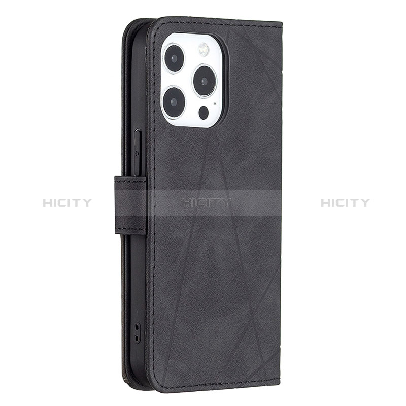 Funda de Cuero Cartera con Soporte Patron de Moda Carcasa L06 para Apple iPhone 14 Pro Max Negro