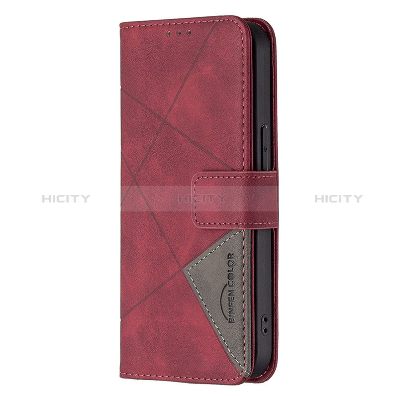 Funda de Cuero Cartera con Soporte Patron de Moda Carcasa L06 para Apple iPhone 14 Pro Max Rojo