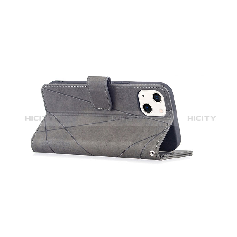 Funda de Cuero Cartera con Soporte Patron de Moda Carcasa L06 para Apple iPhone 15 Gris