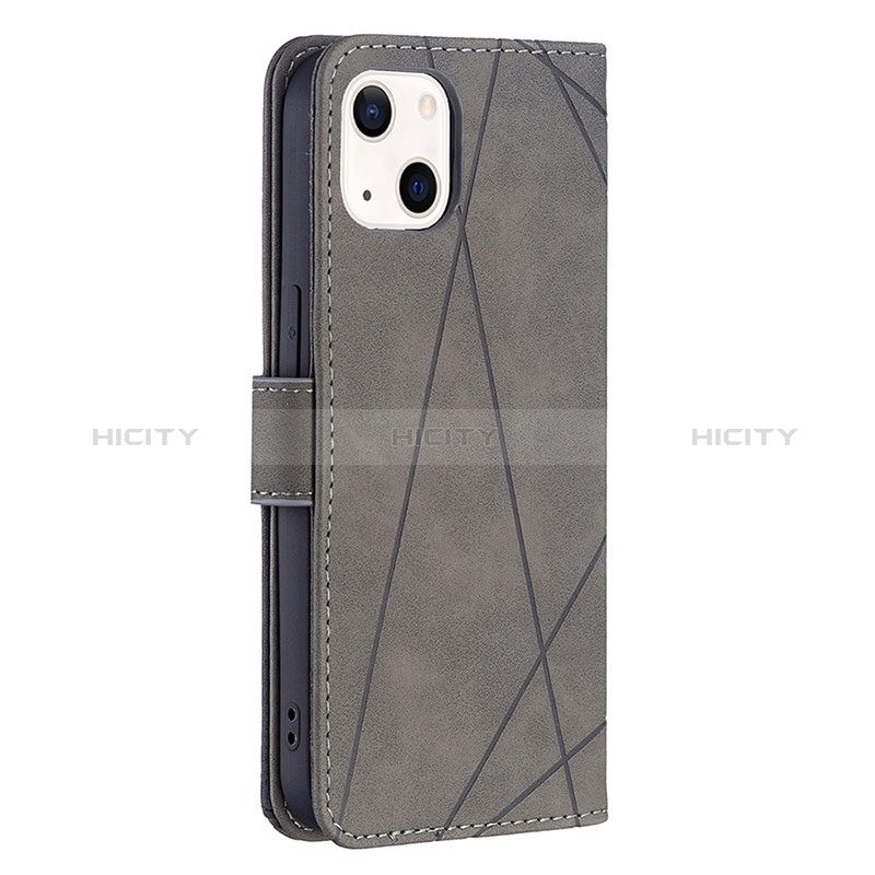 Funda de Cuero Cartera con Soporte Patron de Moda Carcasa L06 para Apple iPhone 15 Gris