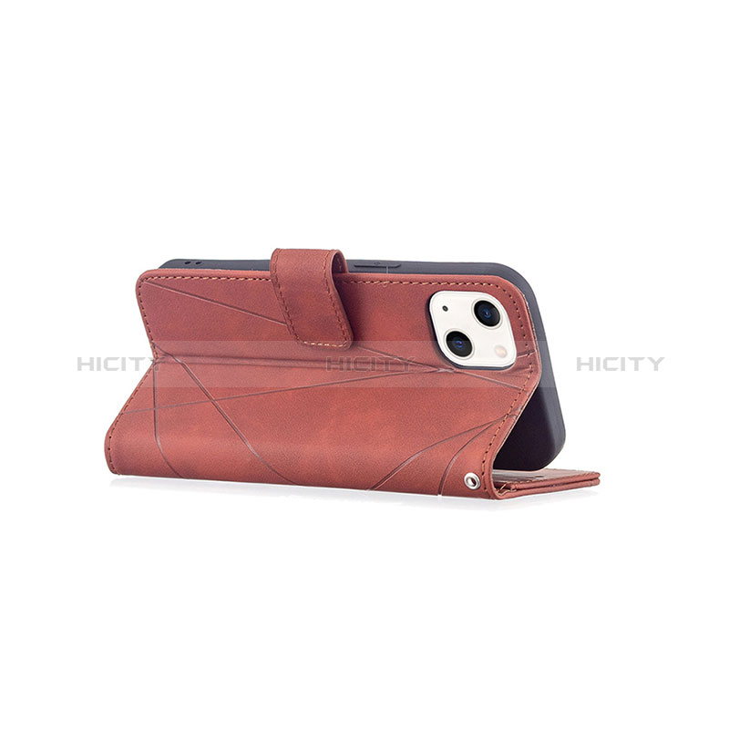 Funda de Cuero Cartera con Soporte Patron de Moda Carcasa L06 para Apple iPhone 15 Marron