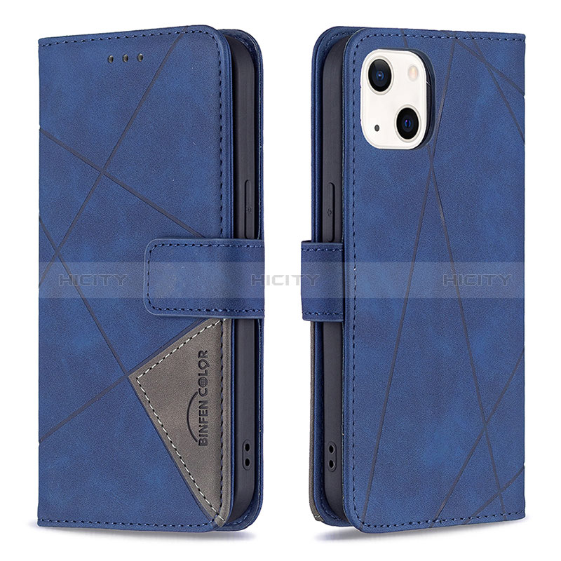 Funda de Cuero Cartera con Soporte Patron de Moda Carcasa L06 para Apple iPhone 15 Plus Azul