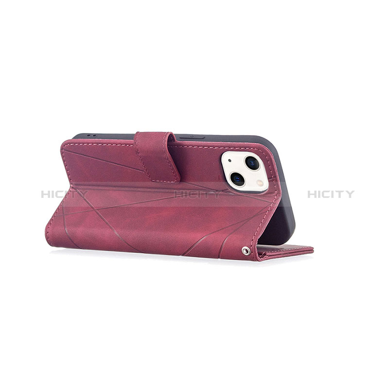 Funda de Cuero Cartera con Soporte Patron de Moda Carcasa L06 para Apple iPhone 15 Plus Rojo