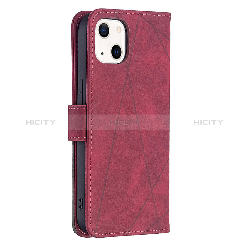 Funda de Cuero Cartera con Soporte Patron de Moda Carcasa L06 para Apple iPhone 15 Plus Rojo