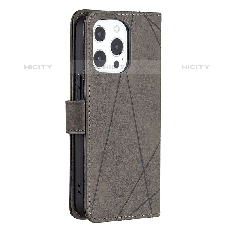 Funda de Cuero Cartera con Soporte Patron de Moda Carcasa L06 para Apple iPhone 16 Pro Max Gris