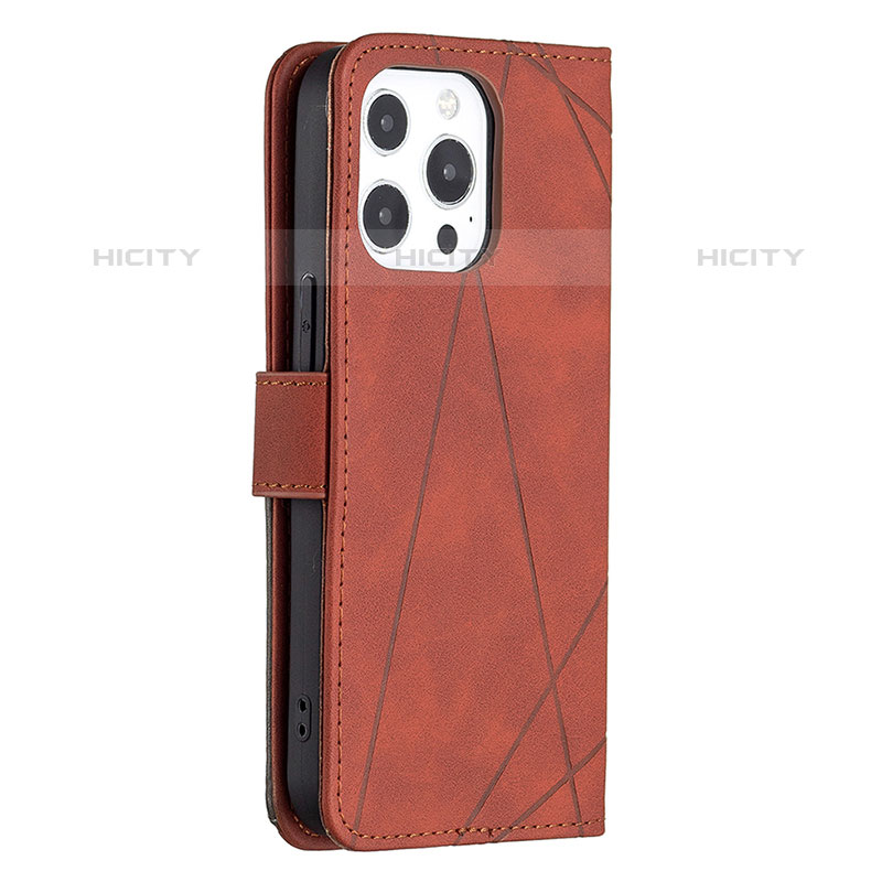 Funda de Cuero Cartera con Soporte Patron de Moda Carcasa L06 para Apple iPhone 16 Pro Max Marron