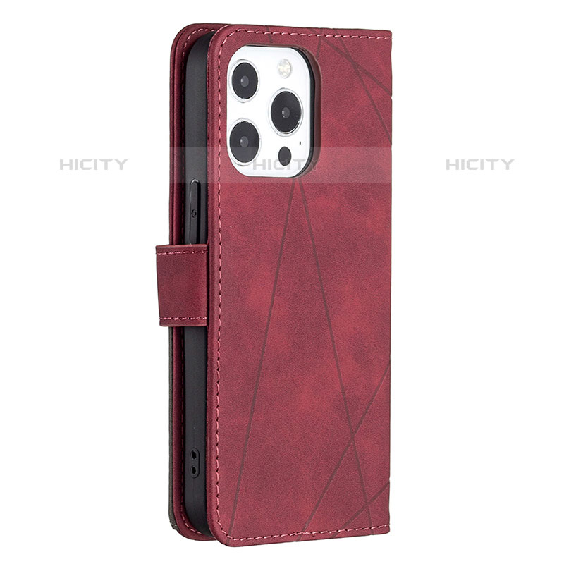 Funda de Cuero Cartera con Soporte Patron de Moda Carcasa L06 para Apple iPhone 16 Pro Max Rojo