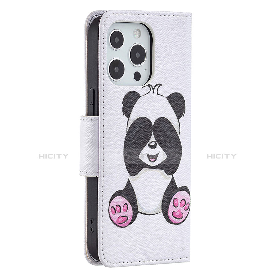 Funda de Cuero Cartera con Soporte Patron de Moda Carcasa L07 para Apple iPhone 13 Pro Blanco