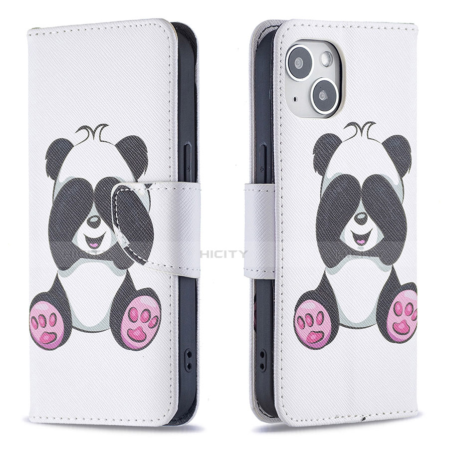 Funda de Cuero Cartera con Soporte Patron de Moda Carcasa L07 para Apple iPhone 14 Plus Blanco