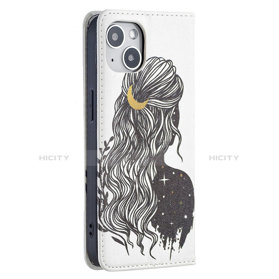 Funda de Cuero Cartera con Soporte Patron de Moda Carcasa para Apple iPhone 13 Mini Gris