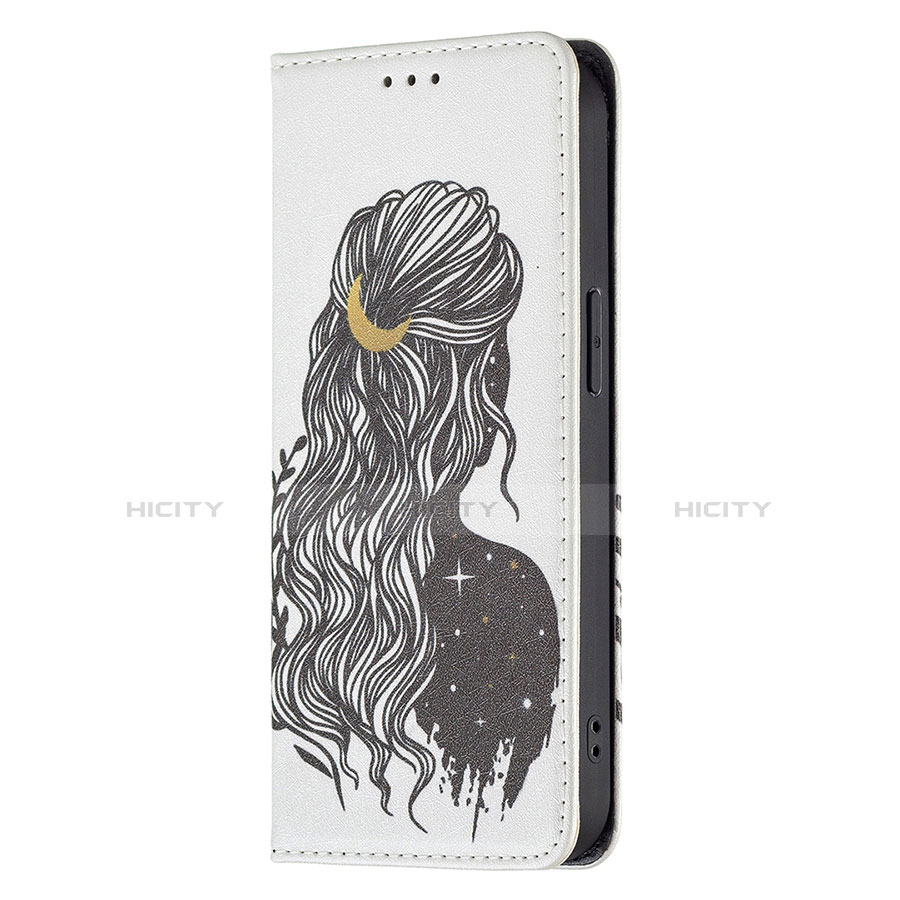 Funda de Cuero Cartera con Soporte Patron de Moda Carcasa para Apple iPhone 13 Pro Gris