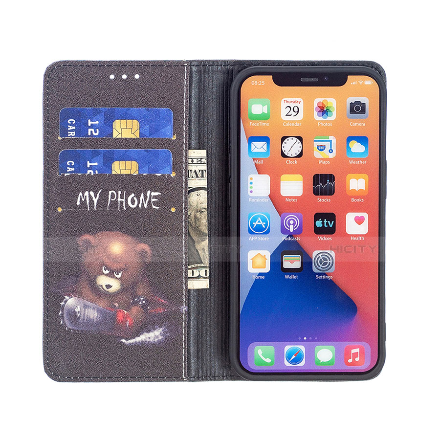 Funda de Cuero Cartera con Soporte Patron de Moda Carcasa para Apple iPhone 14 Plus Negro