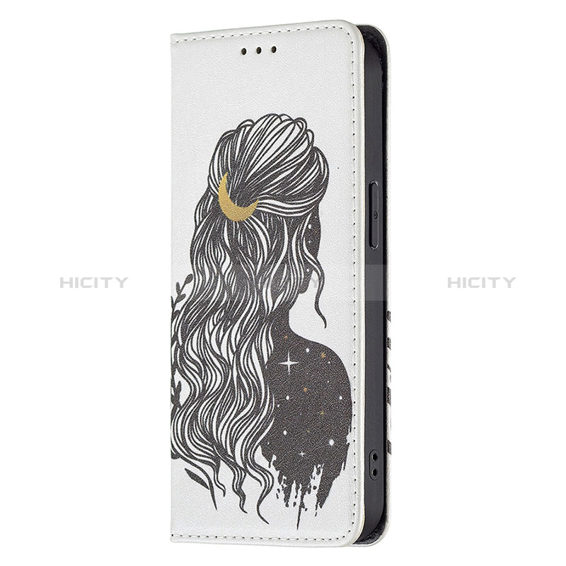 Funda de Cuero Cartera con Soporte Patron de Moda Carcasa para Apple iPhone 14 Pro Gris