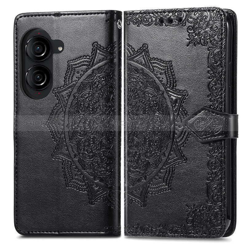 Funda de Cuero Cartera con Soporte Patron de Moda Carcasa para Asus ZenFone 10 Negro