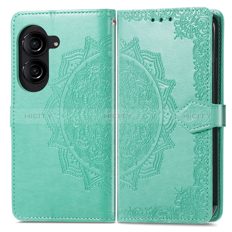 Funda de Cuero Cartera con Soporte Patron de Moda Carcasa para Asus ZenFone 10 Verde