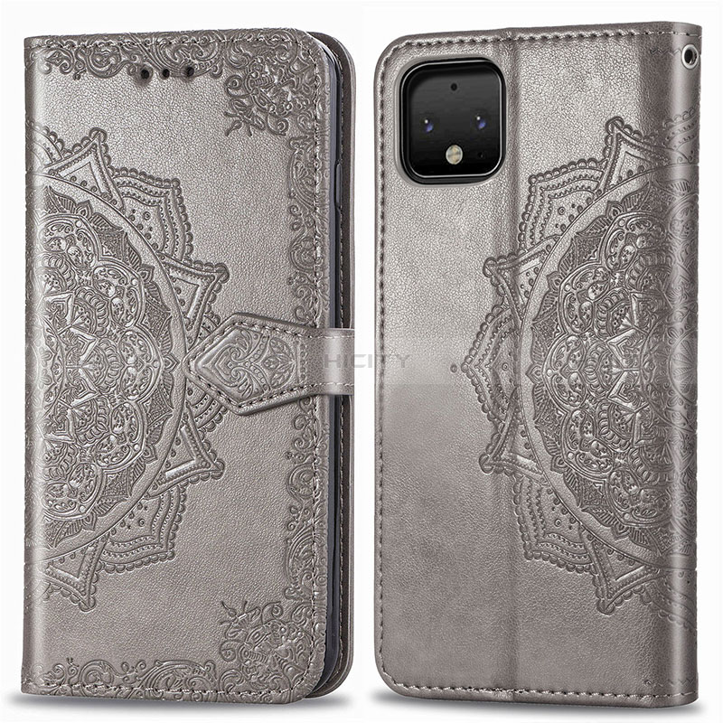 Funda de Cuero Cartera con Soporte Patron de Moda Carcasa para Google Pixel 4 Gris