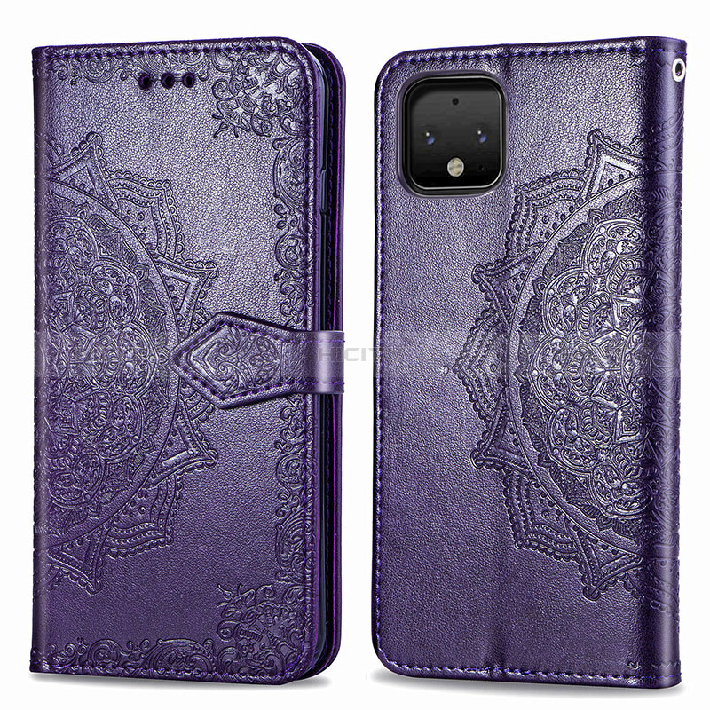 Funda de Cuero Cartera con Soporte Patron de Moda Carcasa para Google Pixel 4 Morado