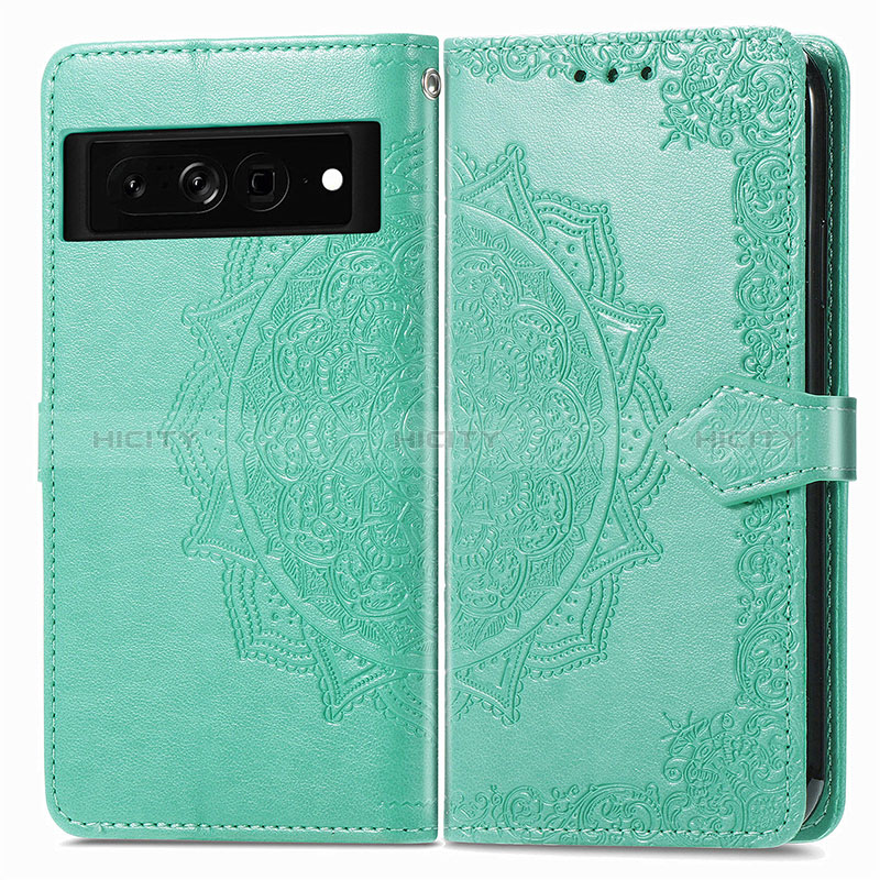 Funda de Cuero Cartera con Soporte Patron de Moda Carcasa para Google Pixel 7 Pro 5G Verde