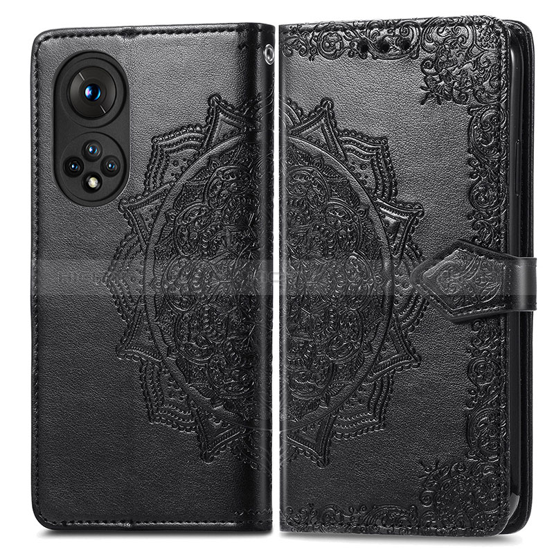 Funda de Cuero Cartera con Soporte Patron de Moda Carcasa para Huawei Honor 50 5G Negro