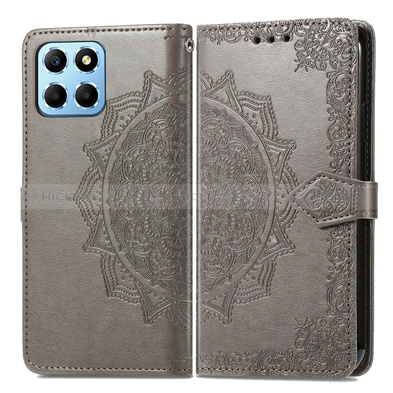 Funda de Cuero Cartera con Soporte Patron de Moda Carcasa para Huawei Honor 70 Lite 5G Gris