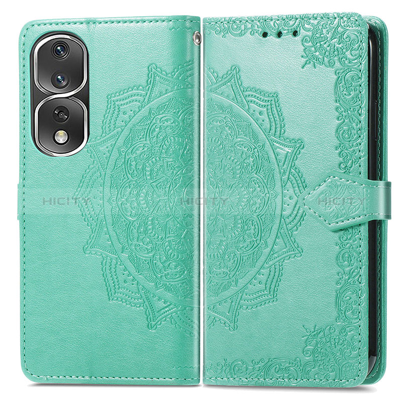 Funda de Cuero Cartera con Soporte Patron de Moda Carcasa para Huawei Honor 80 Pro 5G Verde