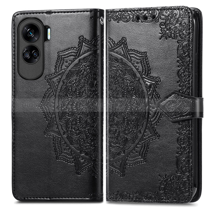 Funda de Cuero Cartera con Soporte Patron de Moda Carcasa para Huawei Honor 90 Lite 5G Negro