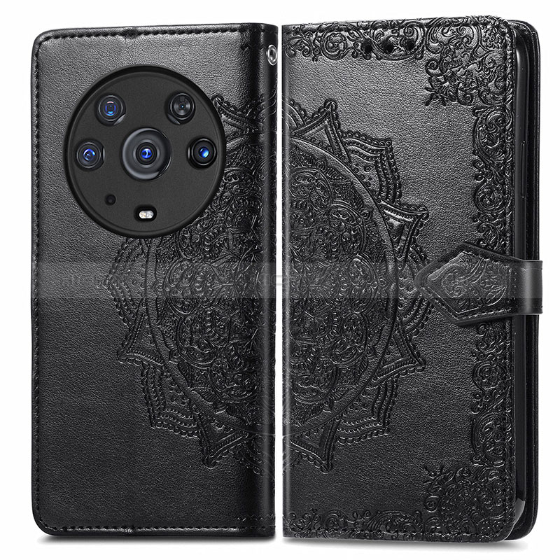 Funda de Cuero Cartera con Soporte Patron de Moda Carcasa para Huawei Honor Magic3 Pro 5G Negro