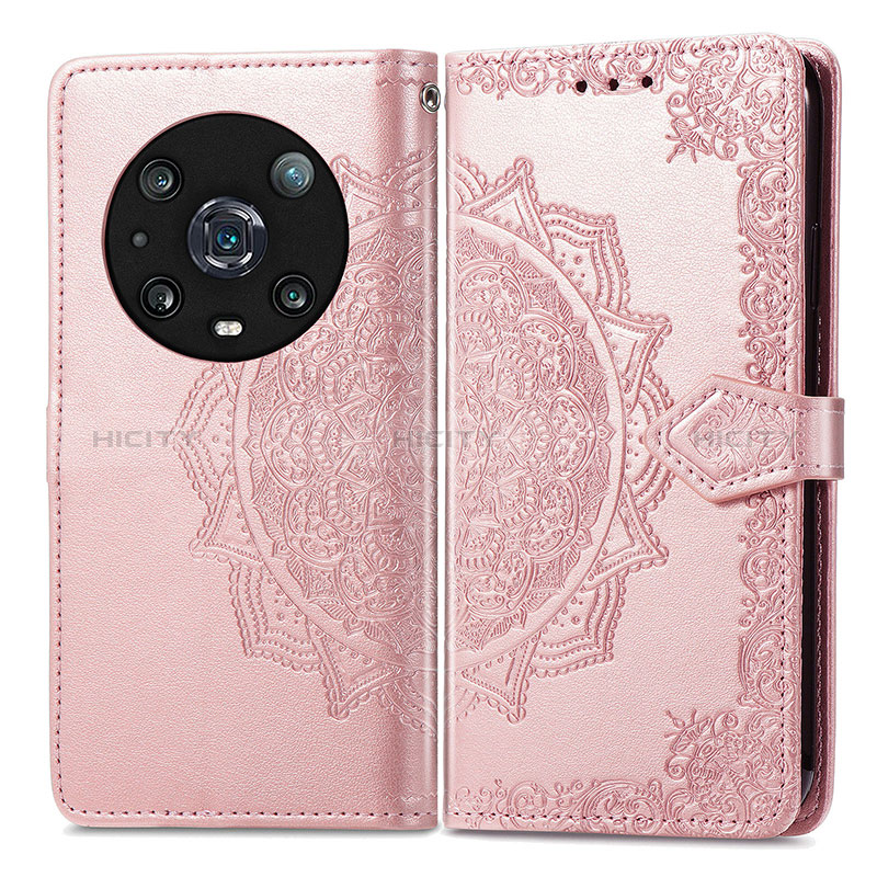 Funda de Cuero Cartera con Soporte Patron de Moda Carcasa para Huawei Honor Magic4 Pro 5G Oro Rosa