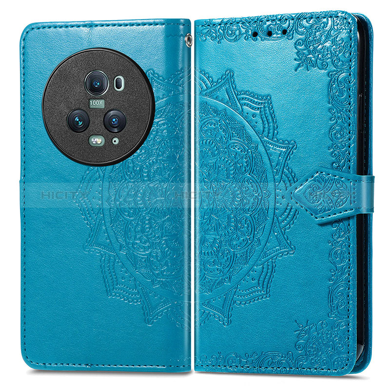 Funda de Cuero Cartera con Soporte Patron de Moda Carcasa para Huawei Honor Magic5 Pro 5G Azul