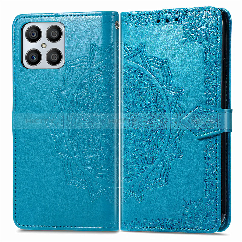 Funda de Cuero Cartera con Soporte Patron de Moda Carcasa para Huawei Honor X8 4G Azul