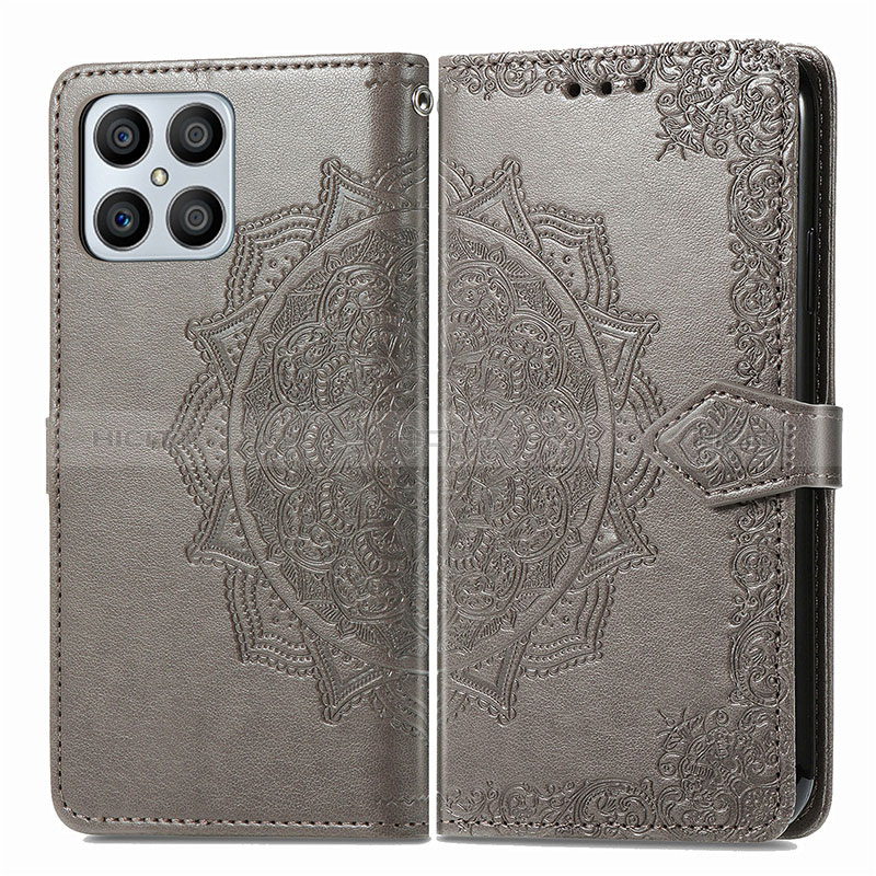 Funda de Cuero Cartera con Soporte Patron de Moda Carcasa para Huawei Honor X8 4G Gris