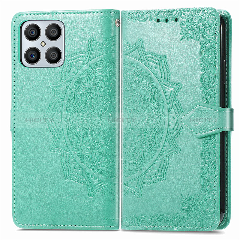 Funda de Cuero Cartera con Soporte Patron de Moda Carcasa para Huawei Honor X8 4G Verde