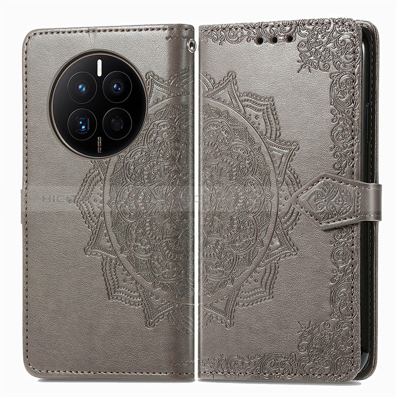 Funda de Cuero Cartera con Soporte Patron de Moda Carcasa para Huawei Mate 50 Gris