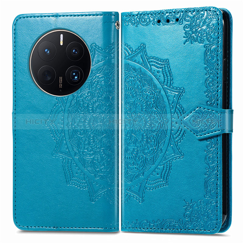 Funda de Cuero Cartera con Soporte Patron de Moda Carcasa para Huawei Mate 50 Pro Azul