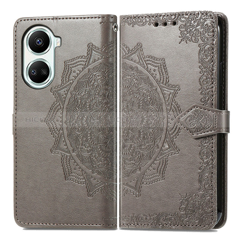 Funda de Cuero Cartera con Soporte Patron de Moda Carcasa para Huawei Nova 10 SE Gris