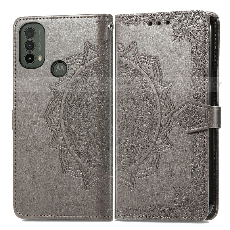 Funda de Cuero Cartera con Soporte Patron de Moda Carcasa para Motorola Moto E30 Gris