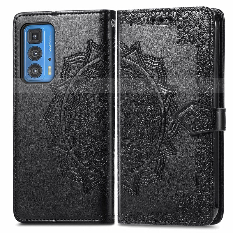 Funda de Cuero Cartera con Soporte Patron de Moda Carcasa para Motorola Moto Edge 20 Pro 5G Negro