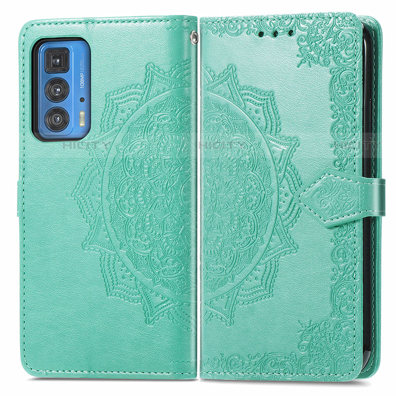 Funda de Cuero Cartera con Soporte Patron de Moda Carcasa para Motorola Moto Edge 20 Pro 5G Verde